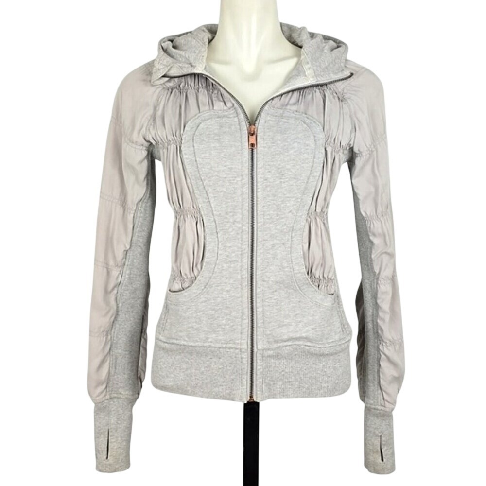 Lululemon Special Edition Women's Rare Grey Tencel Ruching Scuba Hoodie 4